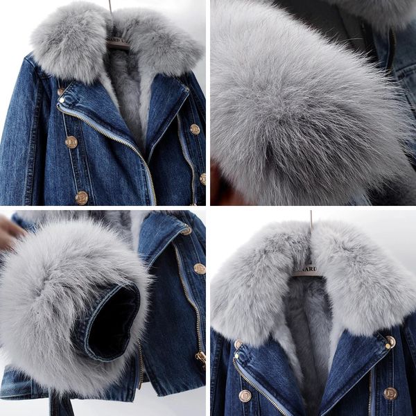 LAURA - DENIM JACKET WITH VEGAN FURR