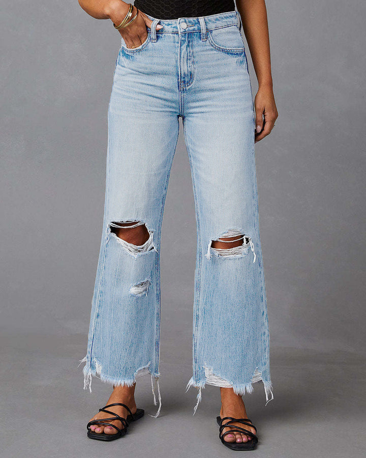 Melarey Wide Leg Distressed Jeans