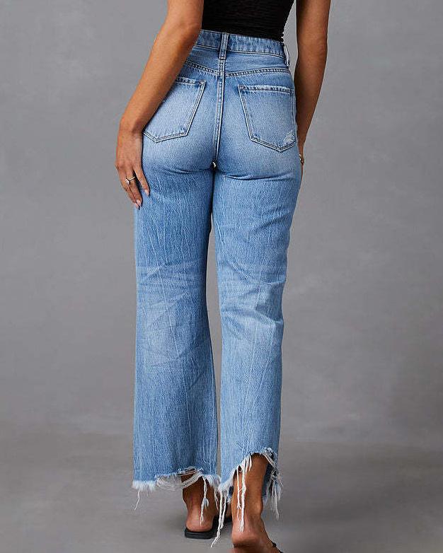 Melarey Wide Leg Distressed Jeans